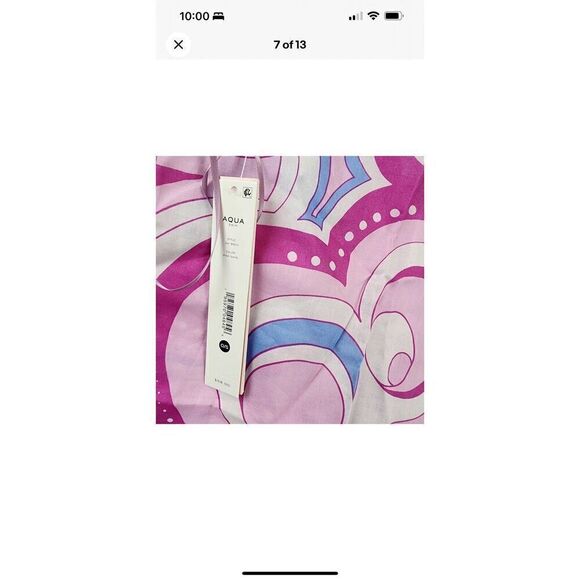 AQUA Swim Printed Cover Up Pareo Women's One Size Pink Swirl Adjustable Tie~ - Picture 8 of 10